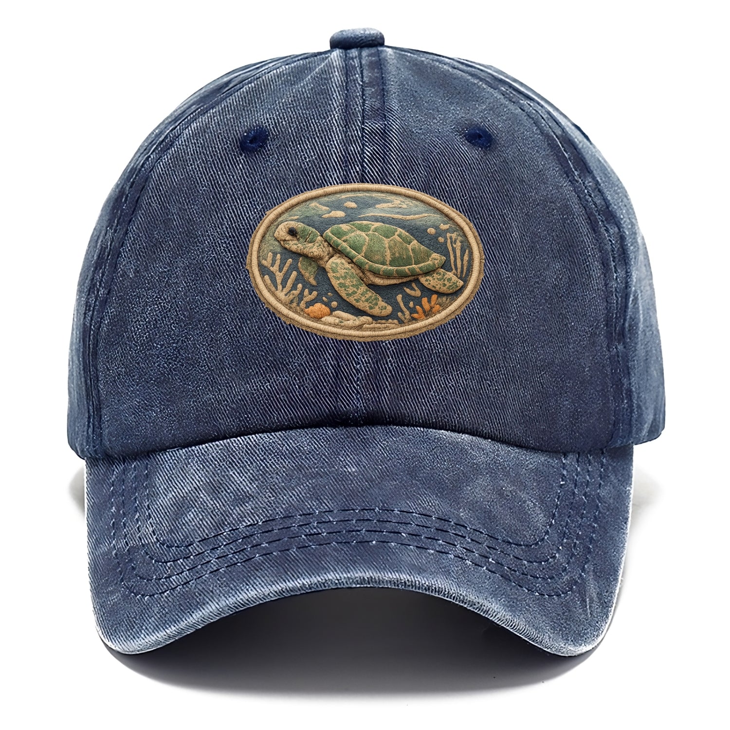 SEA TURTLE - swimming turtle in green and blue , ocean life - Classic Cap