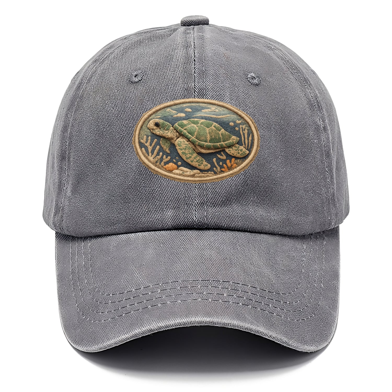 SEA TURTLE - swimming turtle in green and blue , ocean life - Classic Cap