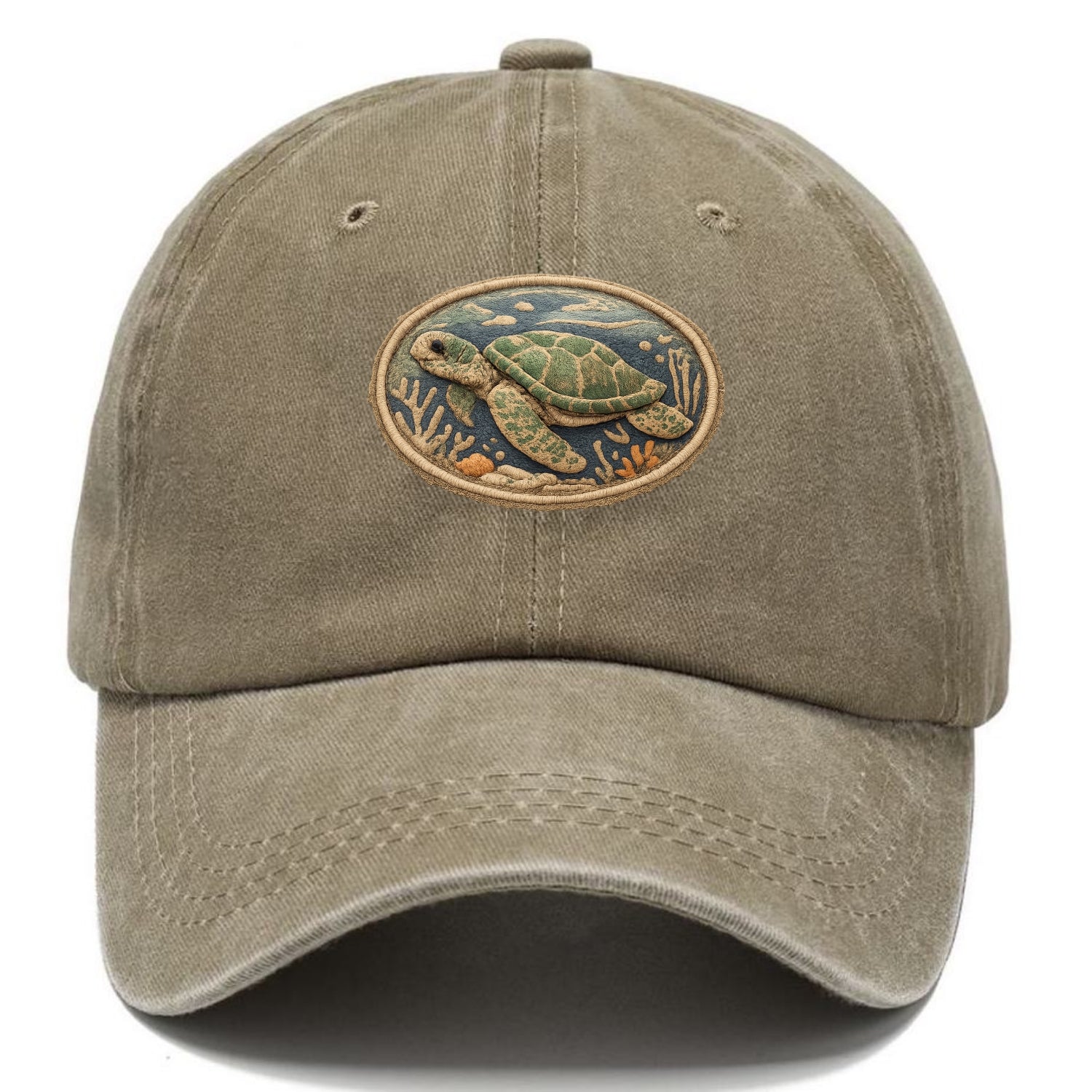 SEA TURTLE - swimming turtle in green and blue , ocean life - Classic Cap