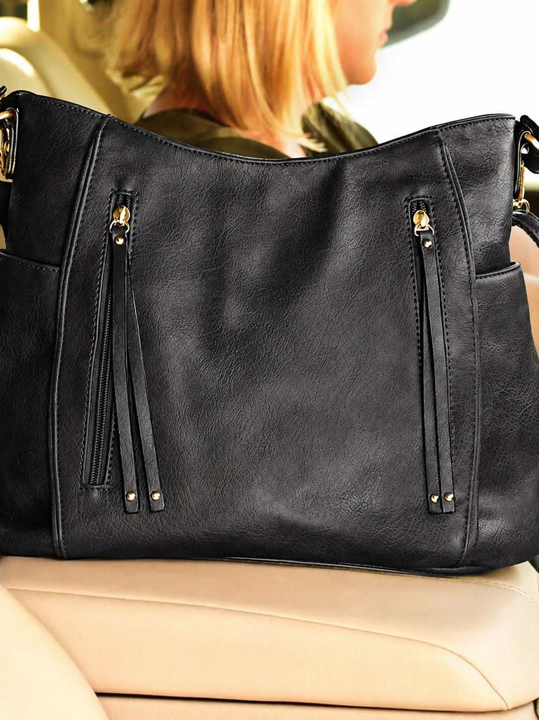 Vintage-Inspired Shoulder Strap Tote Bag