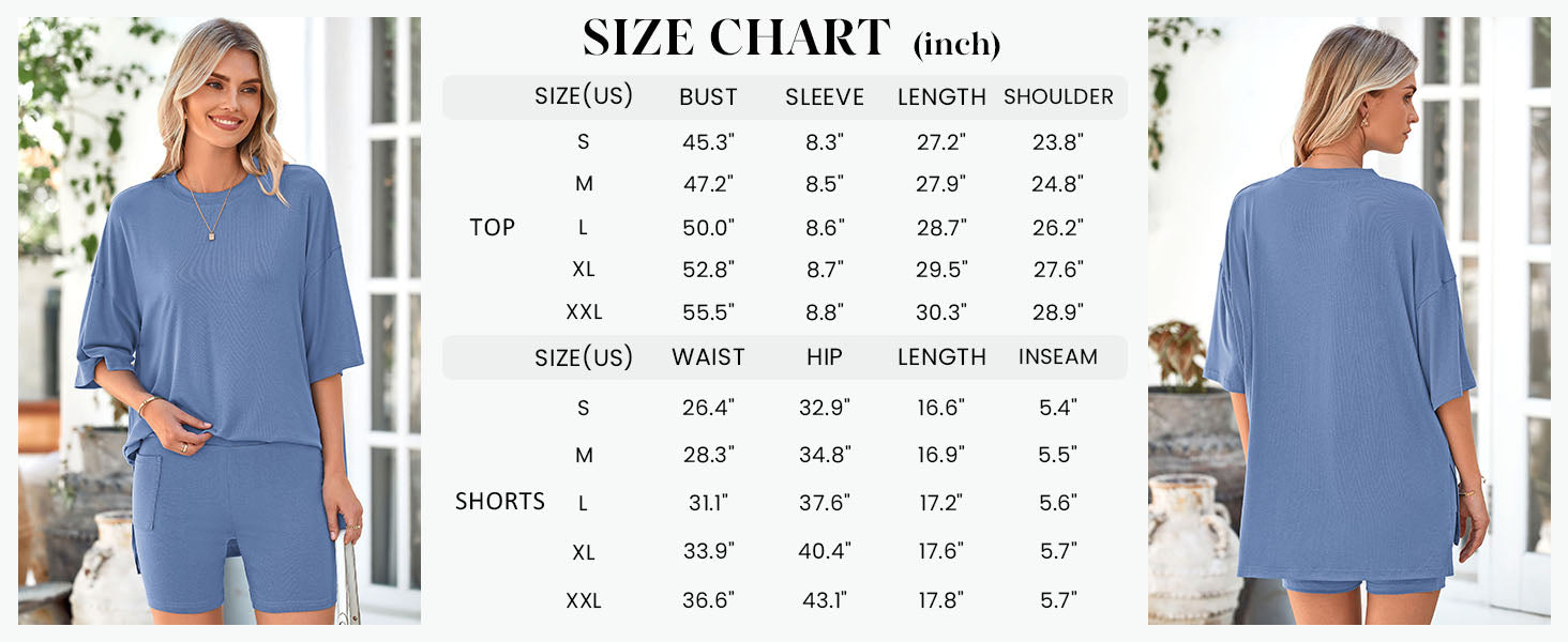 Eh Style Women's Two Piece Lounge Set Summer Casual Oversized