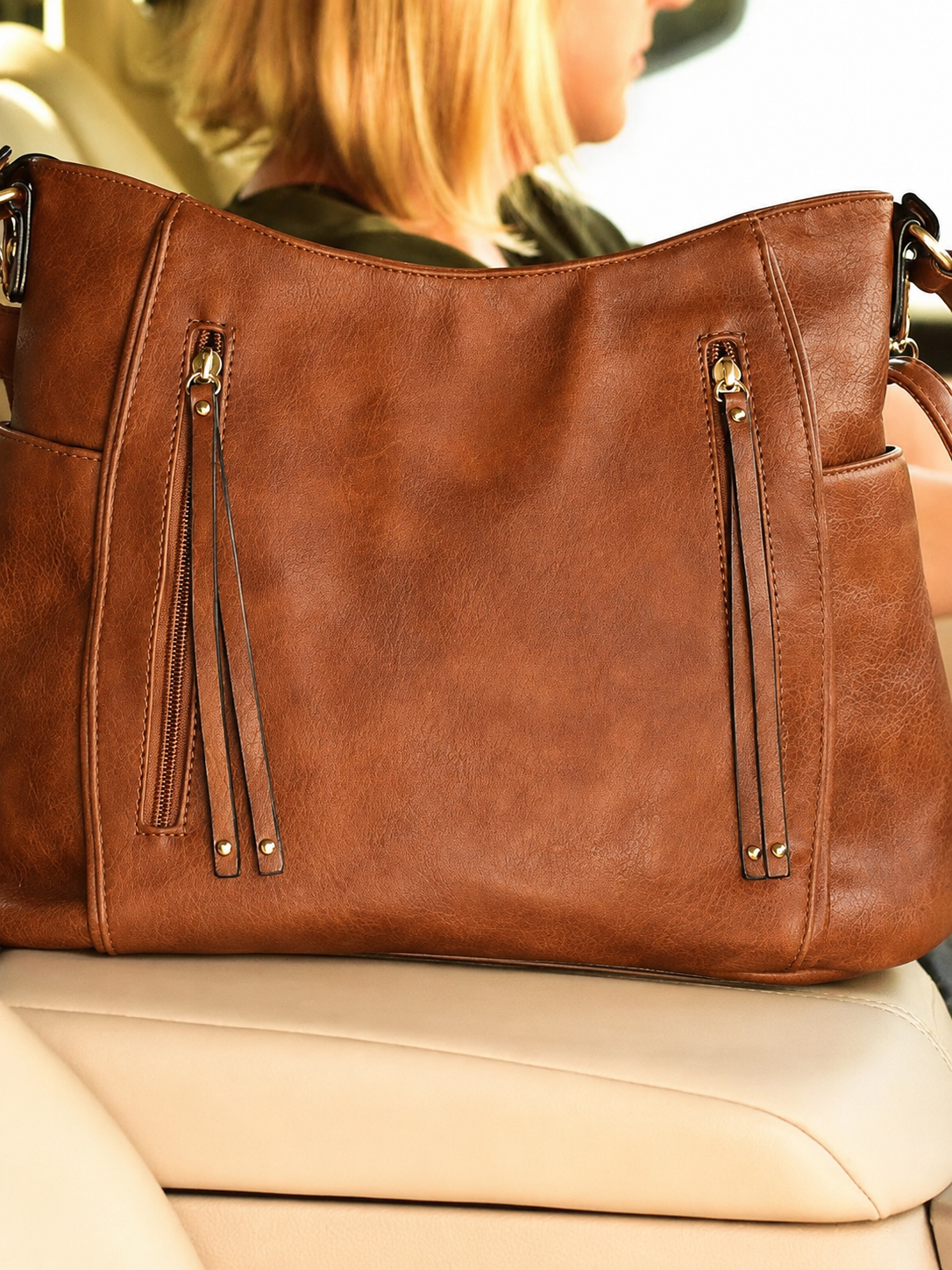 Vintage-Inspired Shoulder Strap Tote Bag