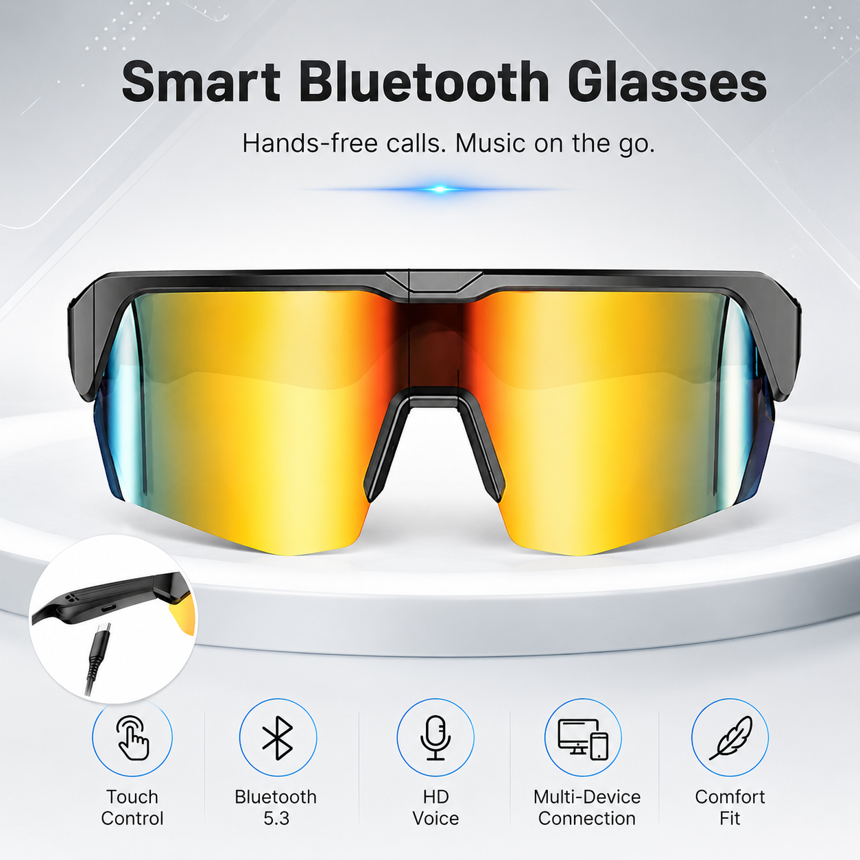 Smart Bluetooth Sunglasses 5.3 – Wireless Audio Glasses with UV400 Polarized