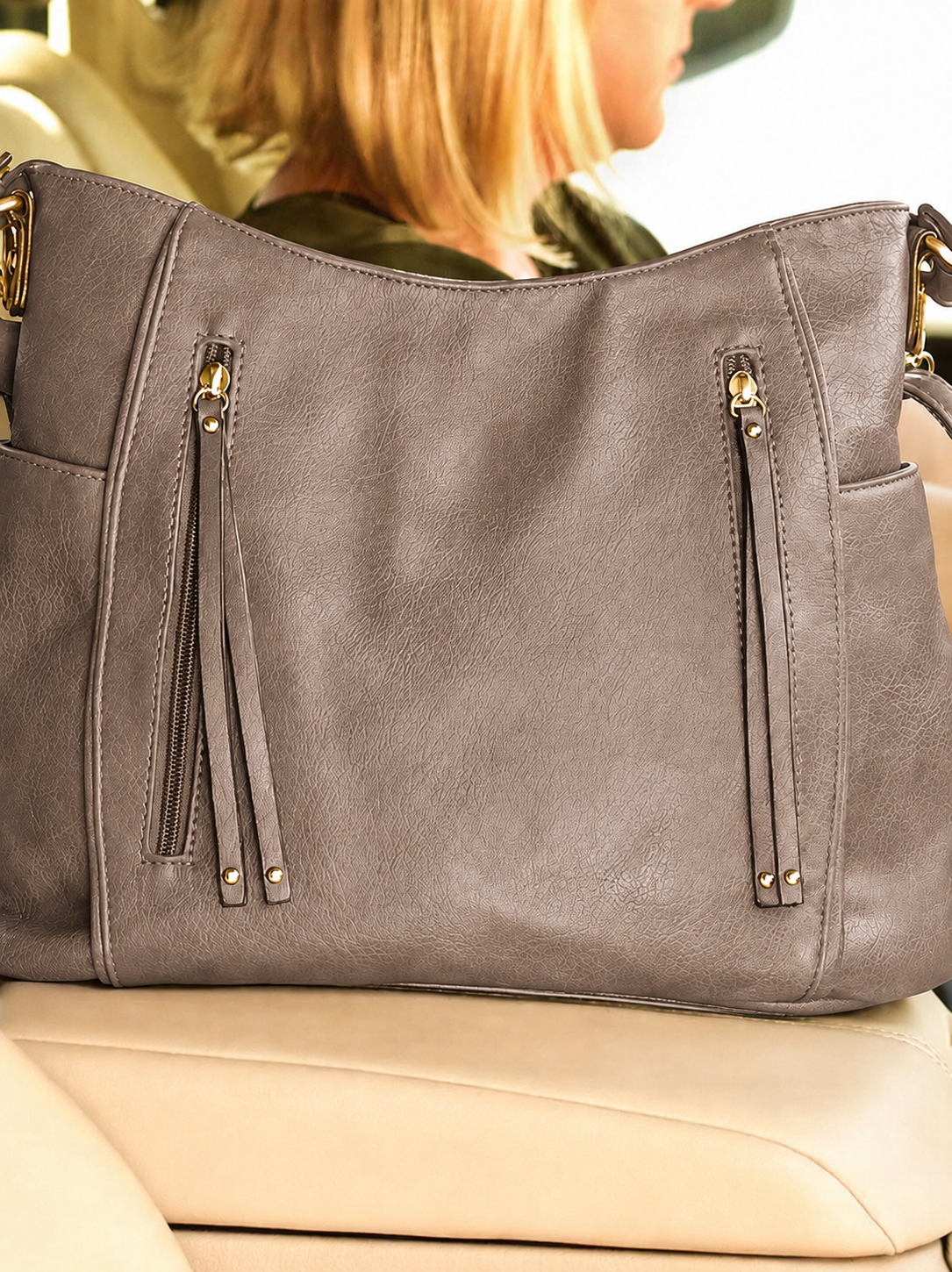 Vintage-Inspired Shoulder Strap Tote Bag