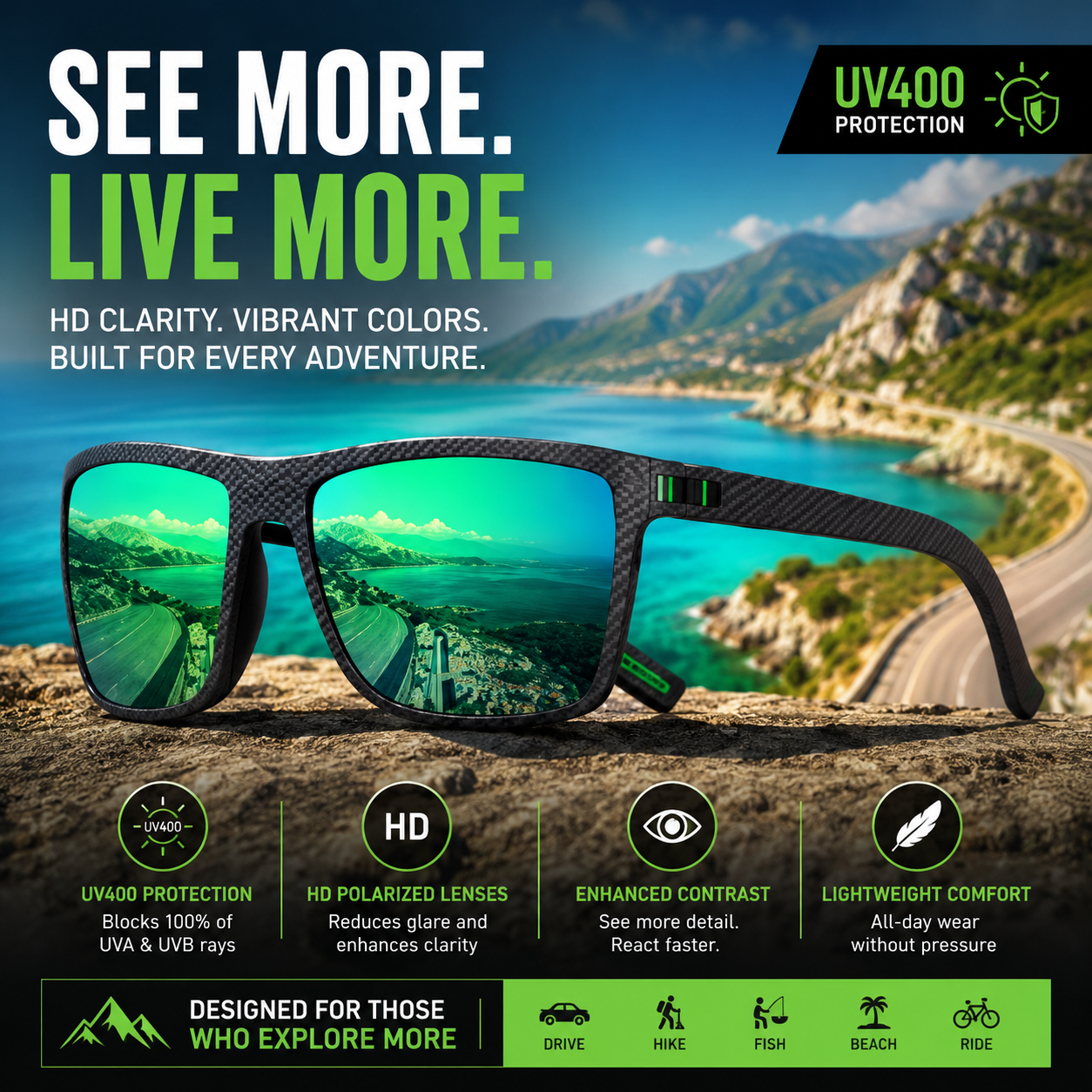 4 Pack New Designer Polarized UV400 Sunglasses for Men and Women