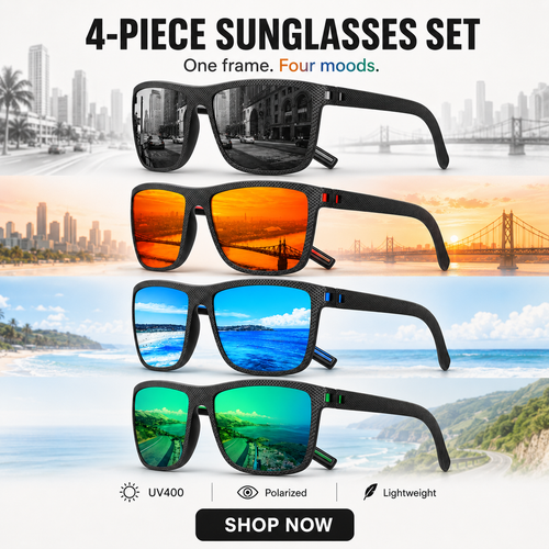 4 Pack New Designer Polarized UV400 Sunglasses for Men and Women