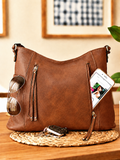 Vintage-Inspired Shoulder Strap Tote Bag