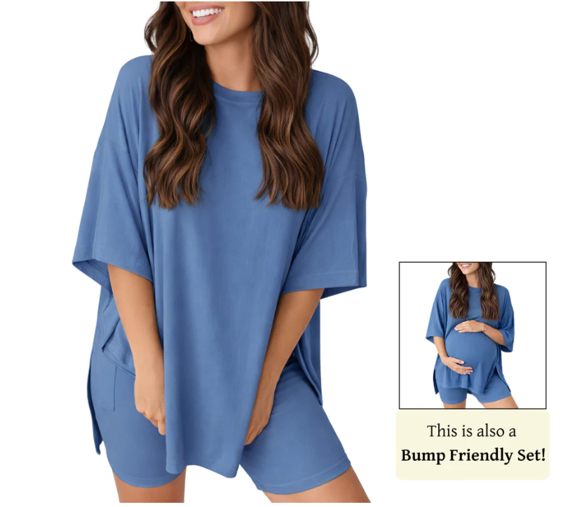 Eh Style Women's Two Piece Lounge Set Summer Casual Oversized
