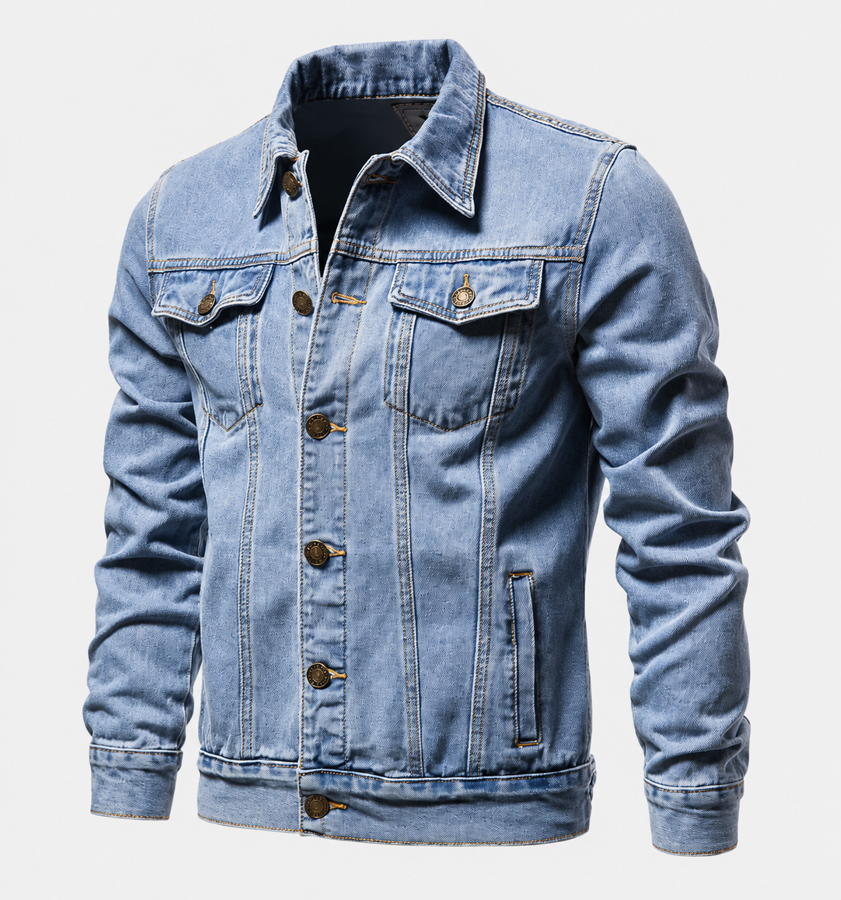 Men's classic denim jacket — light wash, slim fit